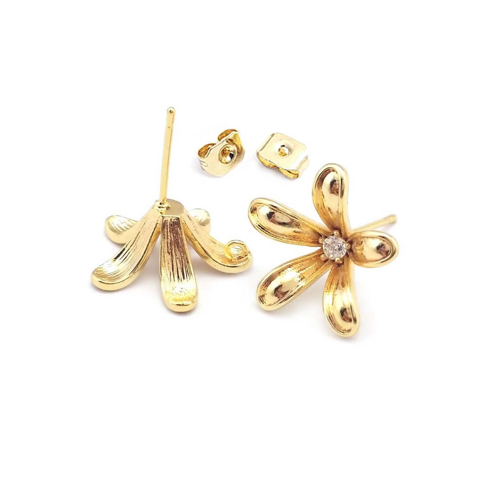 18K Gold Color Brass Flower St - Jewelry Making Pins ulasan dan harga