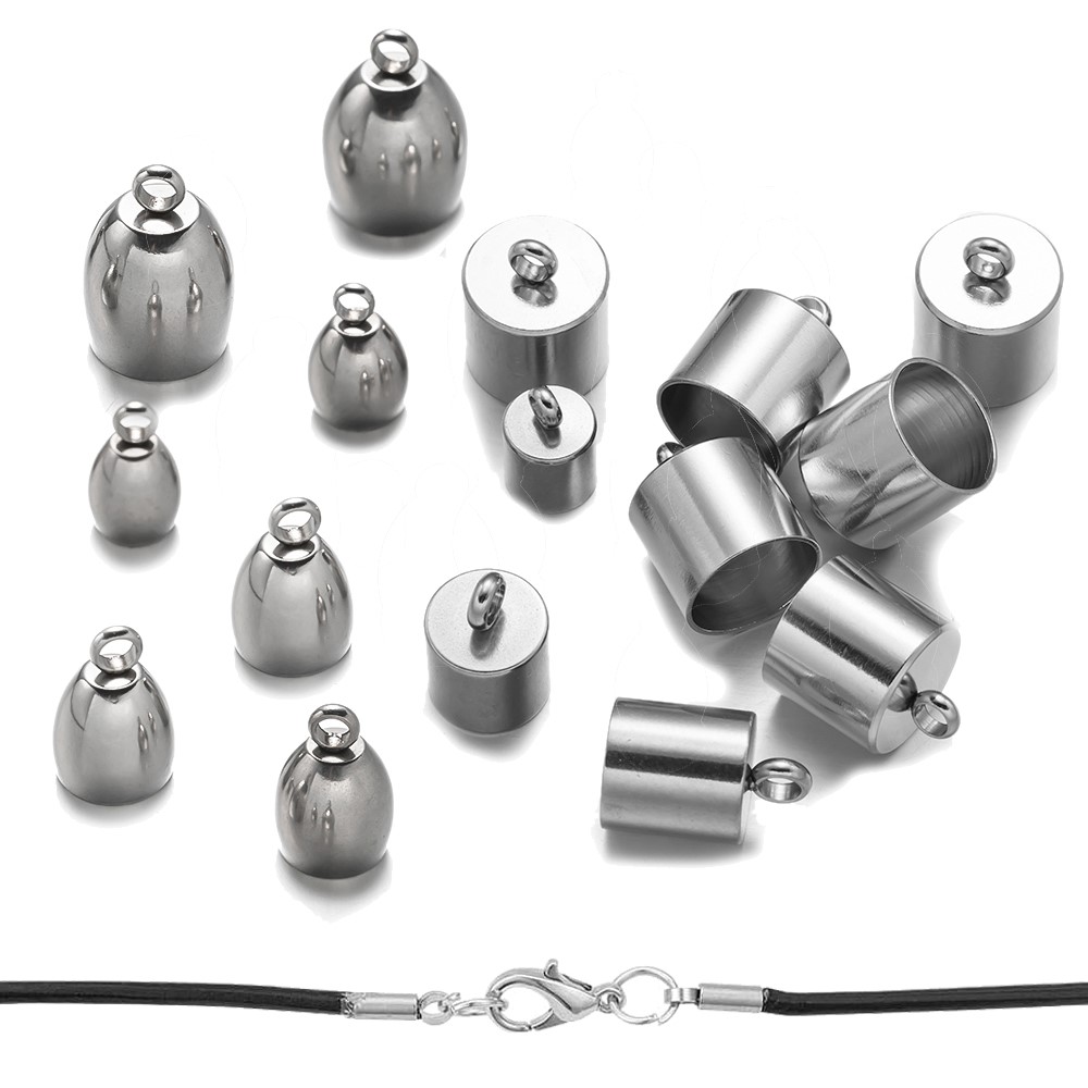 20pcs Tube End Caps Stainless  - Jewelry Making Youtube ulasan dan harga