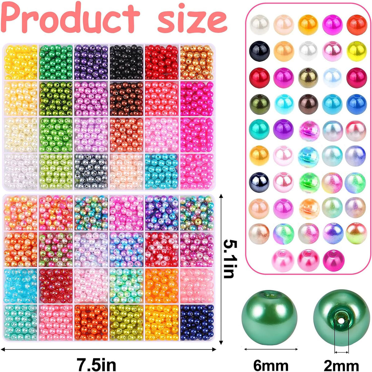 2400PCS 48 Compartments Pearl  - Jewelry Making Degree ulasan dan harga